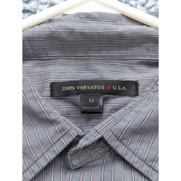 John Varvatos Button Up Shirt Mens M Long Sleeve Lightweight Striped Office Gray - Picture 10 of 11